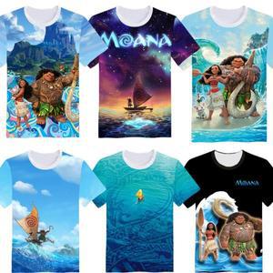 New Ocean Adventure 2 Moana Disney Peripheral 3D Printed T-Shirt For Women Round Neck Loose Casual F