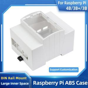 라즈베리 파이 4 모델 B ABS 케이스 DIN 레일 마운트 5 또는 PI 3B+ 3B용 대형 내부 공간 쉘 보호 인클로저