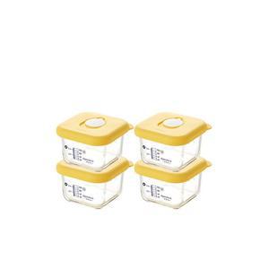글라스락베이비 눈금이유식 스마일캡 정사각 210ml 4조
