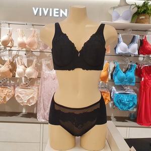[비비안] BBM 홑겹 레이스 보정브라 헴팬티 세트 블랙컬러(BR3507Q BP3507P)
