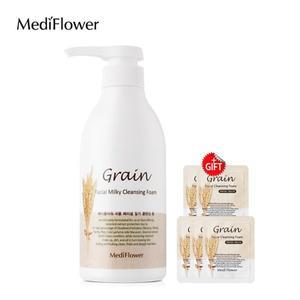 [메디플라워]대용량 곡물 페이셜 밀키 클렌징폼 500ml+파우치5매