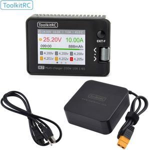 ToolkitRC M7 200W 10A 밸런스 충전기 방전기 ADP100 포함 1-6S Lipo 배터리 전압 서보 검사기 수신기 신호