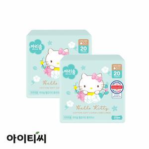 마리솜 헬로키티 순면 소프트 롱라이너 생리대(20입)X2팩