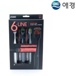 애경 2080 식스라인 광폭헤드 칫솔 4개입 미세모