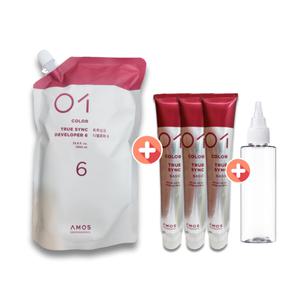(NEW)아모스 칼라제닉 트루싱크 베이직 염색약3개+ 디벨로퍼(산화/탈색)+80ml용기