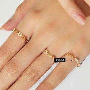 18K 행운의 볼륨 클로버 체인 반지 Type A