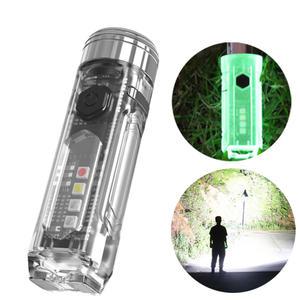 휴대용 형광 키 체인 빛 USB C 충전식 EDC 미니 UV Led 손전등 후레쉬 자기 비상 작업 색상 측면 토치
