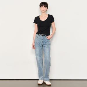 WOMAN 슬림 U넥 반팔티 [BLACK] / WBE2L01514