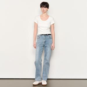 WOMAN 슬림 U넥 반팔티 [WHITE] / WBE2L01514