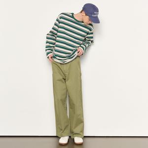 UNISEX 멀티 스트라이프 롱 슬리브 티 [GREEN] / SBE1U01006-MAN