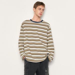 UNISEX 멀티 스트라이프 롱 슬리브 티 [BEIGE] / SBE1U01006-MAN