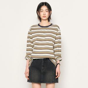 UNISEX 멀티 스트라이프 롱 슬리브 티 [BEIGE] / SBE1U01006-WOMAN