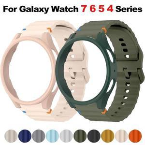 삼성 갤럭시 시계 7 6 5 4 용 케이스 + 스트랩 클래식 40mm 실리콘 공식 밴드 PC 보호대 커버 범퍼