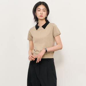 WOMAN 텐셀 카라 레이어드 하프 풀오버 [BEIGE] / WBE2L05533