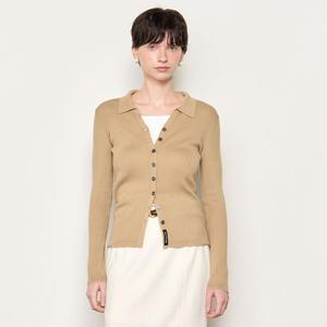 WOMAN 텐셀 리브드 카라 가디건 [BEIGE] / WBE1L04525