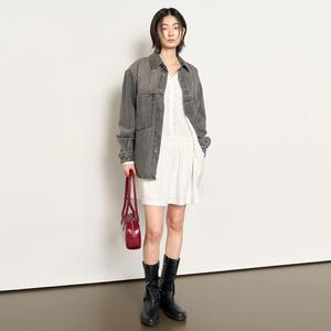 UNISEX 루즈핏 데님 셔츠 자켓 [GREY] / SBE1U07004-WOMAN
