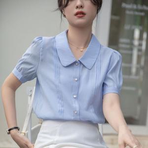 여자 여름 셔츠 블라우스 프렌치 빈티지 퍼프 반팔 칼라 SPO마켓2