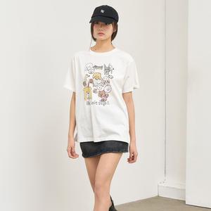 WOMAN 퍼피 프렌즈 루즈핏 반팔티 [WHITE] / WBE2L01522