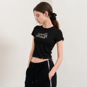 WOMAN 아일렛 레터링 반팔티 [BLACK] / WBE2L01527