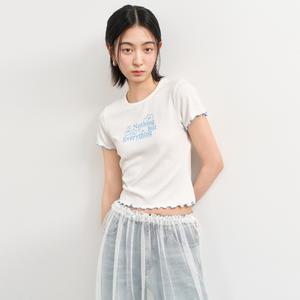 WOMAN 아일렛 레터링 반팔티 [WHITE] / WBE2L01527