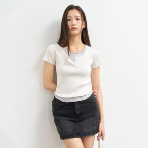 WOMAN 스트라이프 레이어드 풀오버 [WHITE] / WBE2L05536