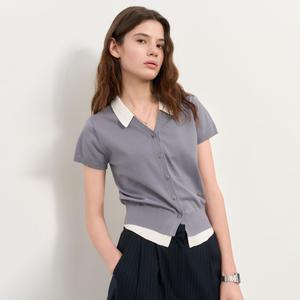 WOMAN 텐셀 카라 레이어드 하프 가디건 [GREY] / WBE2L04534