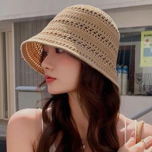 여성 여름 니트 펀칭 벙거지 모자 데일리 썸머 그물 뜨개 버킷햇