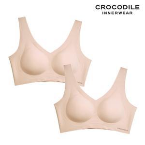 [크로커다일] 감탄브라 소프트 쿨인견 쉘론 패드일체형 V넥 브라2종 다크베