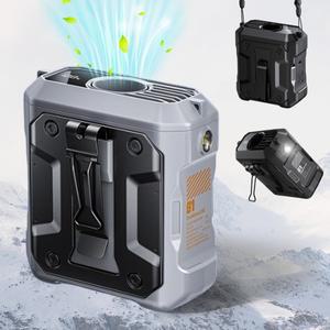 휴대용 허리 팬 충전식 10000mAh 냉각 10단 플래시 라이트 LED 디스플레이 클립 온 벨트 캠핑