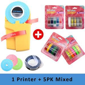 (테이프 5 개 포함) Dymo 1880 오거나이저 Xpress 수동 라벨 메이커 3D 엠보싱 DIY 인쇄 9mm Motex PVC