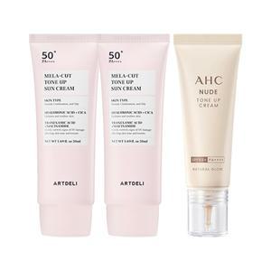 아트델리 톤업 선크림 50ml x2 + AHC 누드 톤업크림 40ml