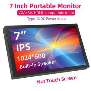 7 인치 휴대용 모니터 1024x600 IPS LCD HDMI 호환 VGA AV 입력 DC 유형 C 전원 화면 PC 노트북 카메라 TV
