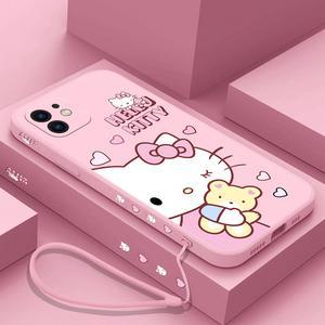 헬로 키티 케이스 갤럭시 S25 S24 S23 S22 S21 노트 20 라이트 울트라 플러스 FE 4G 5G 커버 핸드 스트랩 포함