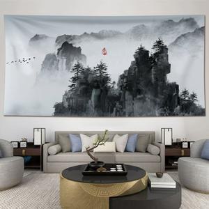 아트 터 패브릭 수묵화 산수화 초대형 풍경화 인테리 림 140x60cm 터 족자
