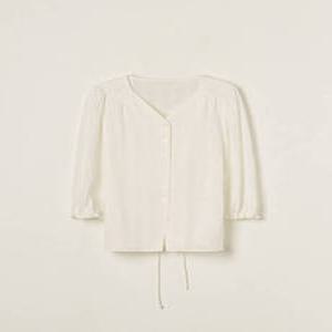 ROEM [가훤 착용][반팔추가] 브이넥 스트랩 블라우스_RMBLF25R98 569357