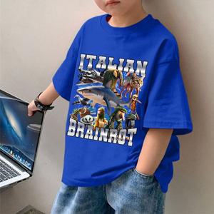 Tung Sahur 소년 소녀 T 셔츠 탑 이탈리아 Brainrot 아동 의류 아기 여름 옷을 반팔