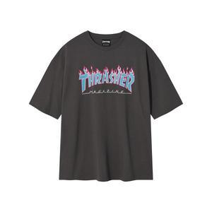 트래셔 THRASHER 플레임 반팔 티셔츠 차콜 156231
