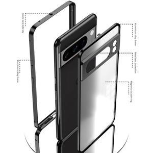 알루미늄 합금 범퍼 프레임 자석 폐쇄 금속 매트 백 커버 Google Pixel 7 Pro 7A 8 8A 9 XL 휴대폰 케이스
