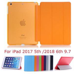iPad 2018 9.7 5 6th 케이스 플립 A1822 A1893 스탠드 투명 PVC Funda for 커버 용 슬림 코크