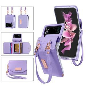 삼성 갤럭시 Z 플립 6 5 4 3 용 끈 홀스터 카드 케이스 Flip3 핸드 헬드 팔찌 지갑 커버