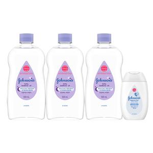 존슨즈 베드타임 오일, 500ml, 3개 + 증정(화이트 로션, 100ml, 1개)