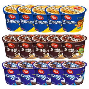 포스트 콘푸라이트컵 + 오곡 코코볼컵 + 오레오오즈컵 30g 3종X5개씩 시리얼컵
