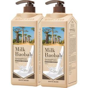 밀크바오밥 두피 모발 케어 대용량 우유단백질 손상모 샴푸 화이트머스크향 1000ml 2개