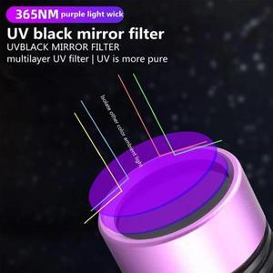 강력한 UV 손전등 블랙 미러 퍼플 라이트 60W 형광 오일 감지 토치 충전식 랜턴 365NM