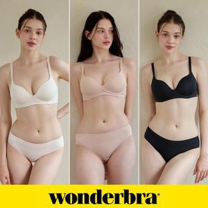 [Wonderbra] 일체형 볼륨 몰드 노와이어 브라팬티 6종세트 오트밀+베이지+블랙