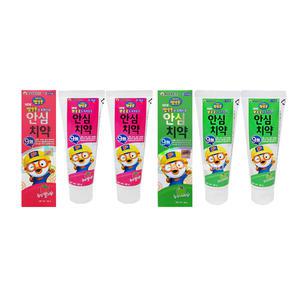 뽀로로 안심치약 80g x 4개 사과향 딸기향 / 무불소  영유아 치약을 뱉지 못하는 아기용