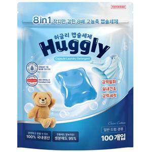허글리 8IN1 딥 클린 초고농축 캡슐 세탁세제 코튼캔디 향, 100개입, 1개