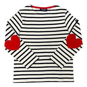 [더팩토리](당일) 25SS 세인트 제임스 키즈 VAUJANY E 레드 하트 패치 긴팔티 (9174 ECRU MARINE TULIPE)