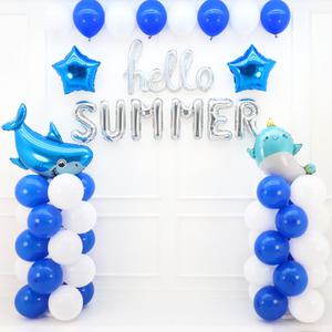 hello SUMMER 여름 풍선 기둥 스탠드 세트 (마린블루) 파티 장식 유치원 어린이집 환경구성