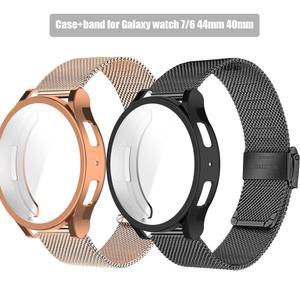 케이스 스트랩 갤럭시 시계 7 6 40mm 44mm 밴드 스테인레스 스틸 메쉬 루프 소프트 TPU 보호기 시계 6 클래식 47mm 스트랩
